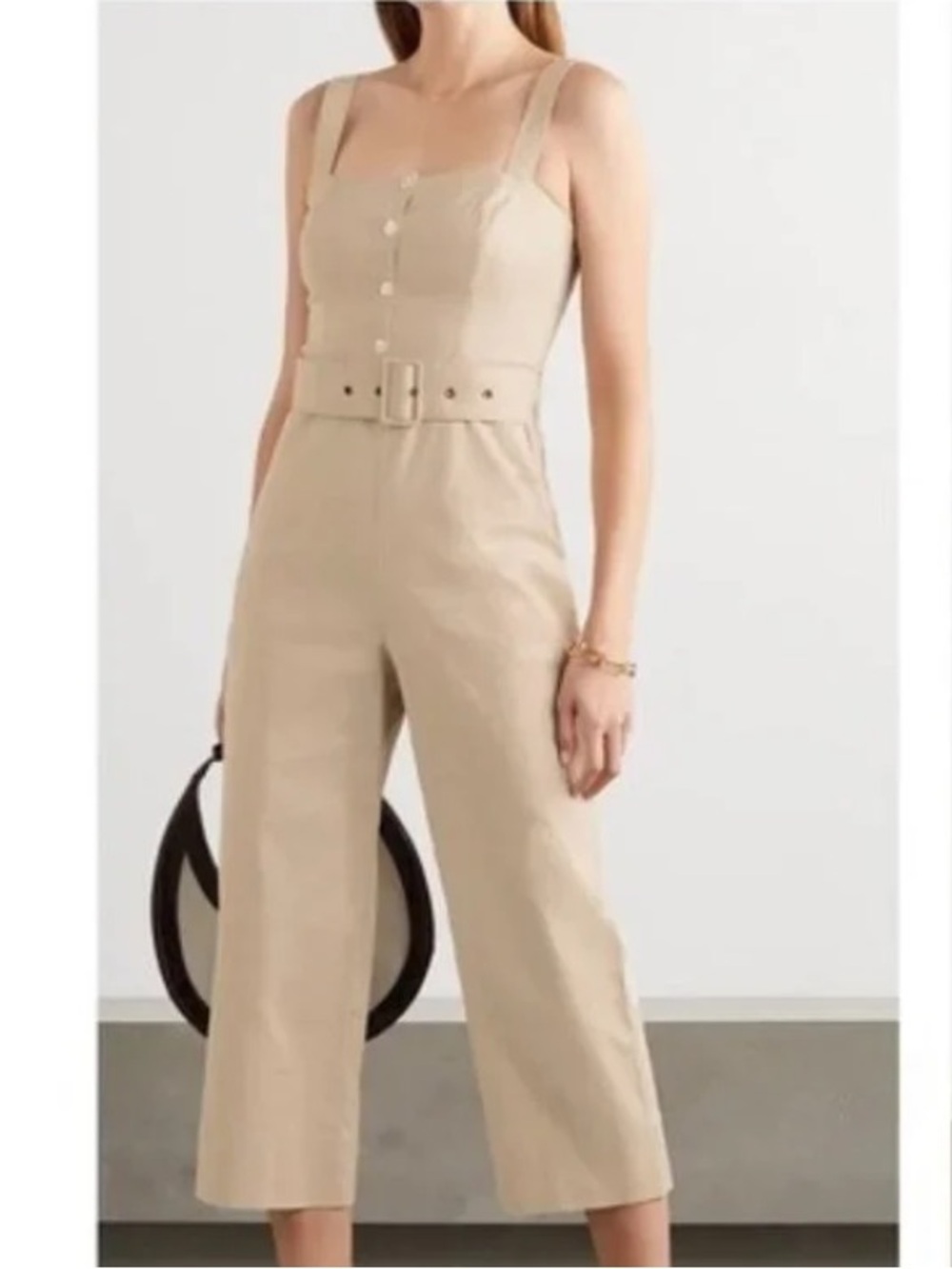 STAUD Linen Belted Jumpsuit